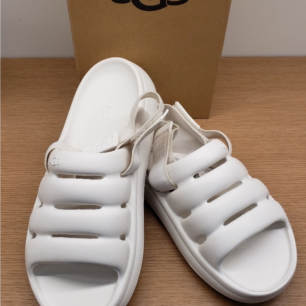 UGG Sport Yeah Bright White Slingback Slide Sandals